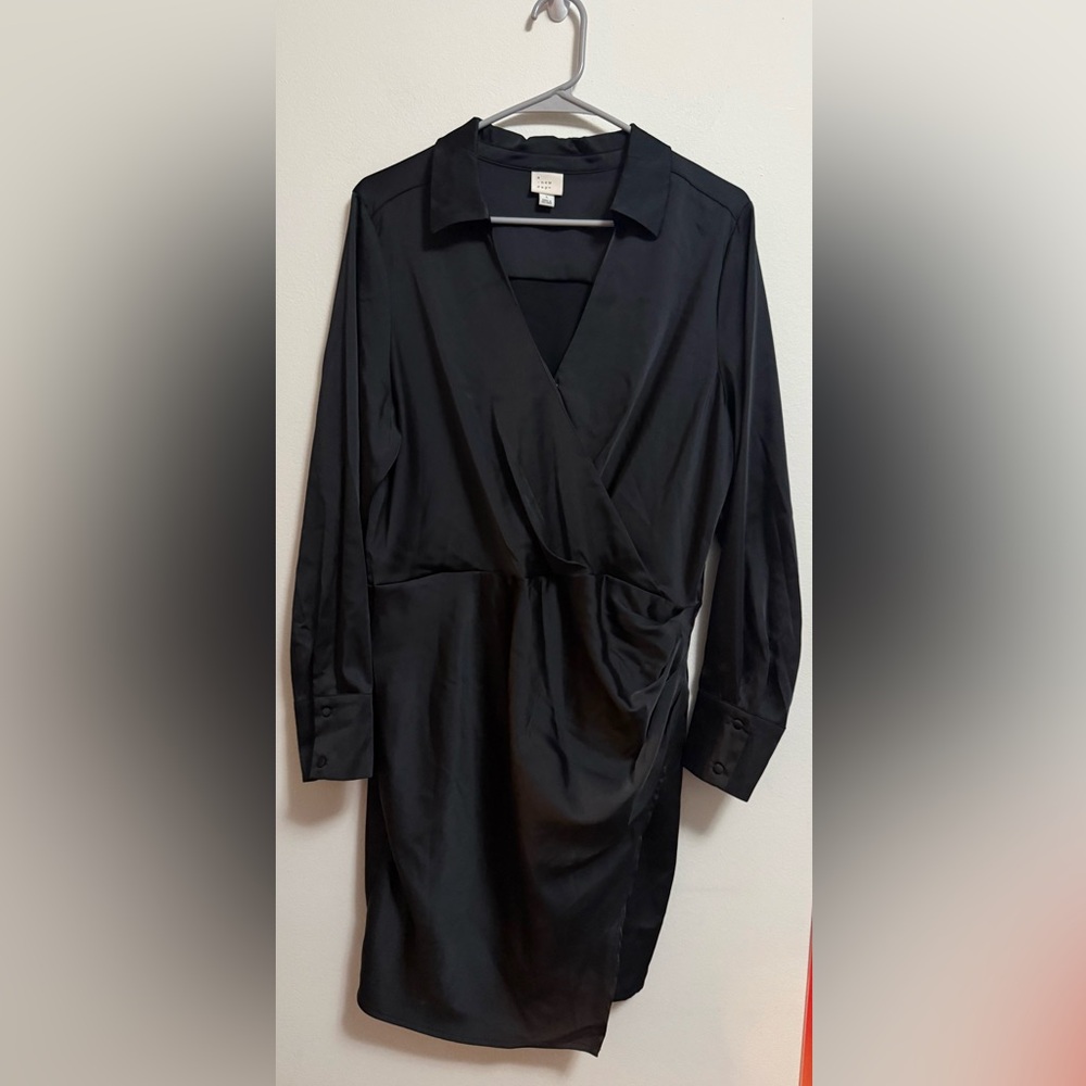 Women's Black Wrap Shirt Dress